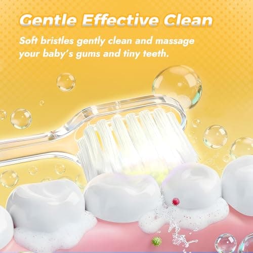 Papablic Toddler Sonic Electric Toothbrush Kids for Ages 1-3 Years, Baby Electric Toothbrush with Cute Rabbit Cover and Smart LED Timer, 2 Brush Heads (Bunny) - Thumbnail 4