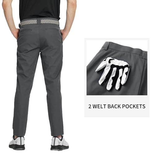 M MAELREG Dress Pants for Men Straight Fit Stretch Quick Dry Lightweight 5 Pockets Business Casual Golf Pants Men Dark Grey - Thumbnail 3
