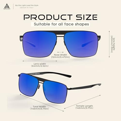 SIPLION Polarized Sunglasses for Men for Driving, UV Protection Carbon Fiber Frame Lightweight 2.0 Lenses for Fishing 8211 Blue - Thumbnail 5