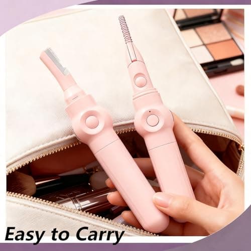 Heated Eyelash Curler, Heat Eye lash Curler Fast 8s Heating & Eyebrow Trimmer 2-in-1 Multifunctional, Rechargeable Electric Eyelash Curler with 3 Heat Settings, Ideal Makeup Tool Gift Q1 - Thumbnail 6