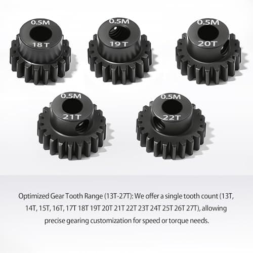 0.5M Pinion Gear 19T Hardened Steel 3.175mm Bore with 2.3mm Adapter, Precision Motor Gear for ARRMA 1/14 Typhon 1/16 Mojave 1/18 Granite, Losi 1/12, 0.5Mod Gear 13T-27T for HOBBYWING Motors - Thumbnail 3