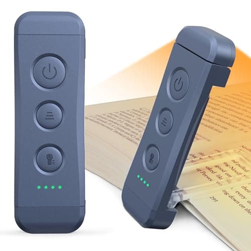 Glocusent USB Rechargeable Book Light, Portable Clip-on LED Reading Light, Reading Lights for Books in Bed with 3 Amber Colors & 5 Brightness Dimmable, Compact & Long Lasting, Perfect for Book Lovers - Image 1