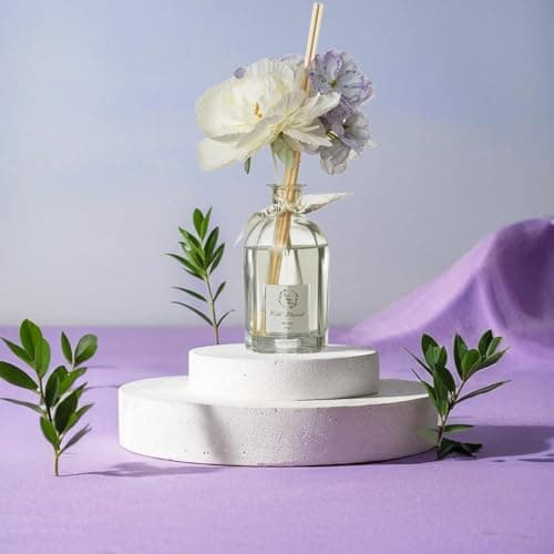 Reed Diffuser Set, Pretty Valley Home Dried Flowers Diffuser 120Ml / 4.05 fl OZ Gift Box - Includes Sticks, Long Lasting Fragrance Oil and Glass Bottle for Office Living Room Decor (Wild Bluebell) - Thumbnail 3