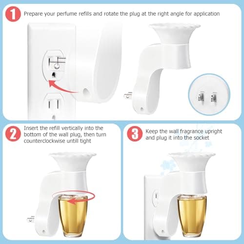 Wall Fragrance Plug – WallFlower Plug in, Essential Oil Diffuser Plug, ETL Certified, Compatible with Bath and Body Works WallFlower Refills, Plug in Diffuser for Home, Office, 2 PCS (Plug Only) - Thumbnail 4