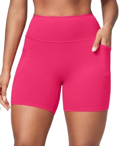 BRXL Womens Biker Shorts with Pockets No Front Seam High Waist Tummy Control Compression Shorts for Workoutl Gym Volleybal Exercise Red X-Small - Image 1