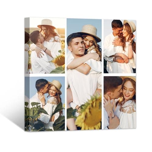 GagetElec Custom Canvas Prints with Your Photos, Personalized Canvas Wall Art, Customized Photo Collage for Wall Decor, Personalized Photo Gifts for Couples, Family, Pet & Valentines (5 Photos) - Image 1