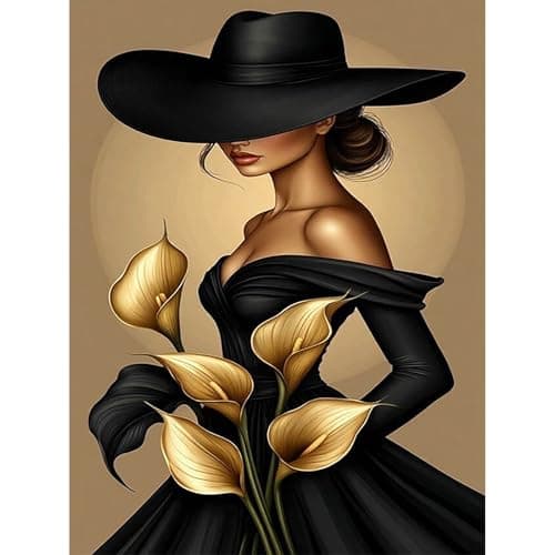 Lophomie Diamond Art Kits for Adults, 5D DIY Women and Flower Diamond Painting Kits for Beginners, Full Drill Round Gem Art for Adults Home Wall Decor 12x16in - Image 1