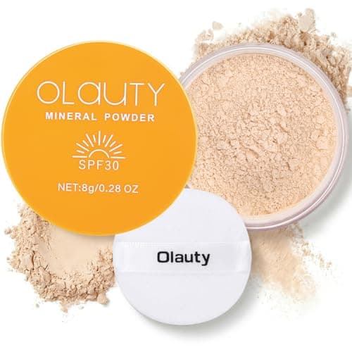 Mineral Powder Foundation, Loose Setting Powder, Pressed Face Powder Compact with Powder Puff, Oil Control Loose Powder, Scalp Sunscreen, SPF 30, Lightweight, Buildable Coverage (Translucet) - Image 1