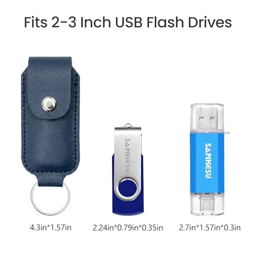 2-Pack PU Leather USB Flash Drive Case with Keychain, Anti-Lost Thumb Drive Holder Sleeve, Portable Memory Stick Storage Pouch Organizer, Protective USB Stick Cover for Laptop Bag & Key(Case Only) - Thumbnail 4