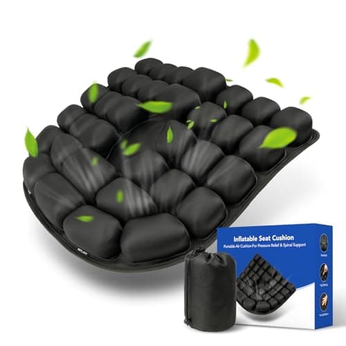 34 Air Cell Self-Inflating Seat Cushion, 3D Air Bubble Design for Tailbone Pain & Hemorrhoid Relief, Pressure Relief Cushion for Office Chair, Car, Wheelchair, Airplane Travel, Home (No Pump Needed) - Image 1