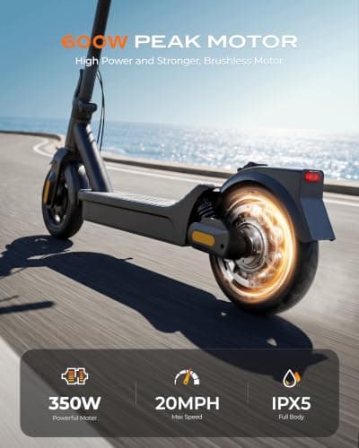 Electric Scooter for Adults 350W /600W, 20MPH, 17 Miles Adult Electric Scooters with Long Range, 8.5" Tire Motorized Scooters, Foldable E-Scooter Commuter with App, Rear Dual Damping Suspension - Thumbnail 4