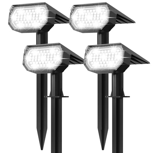 Ensenior Solar Spotlights Outdoor, 56 LEDs Brightness Adjustable 6500K LED Solar Garden Lights, Halloween Christmas Landscape Lighting for Flag/Yard/Pathway, IP65 Waterproof - 4 Pack - Image 1