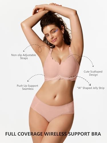 COCOMARTS Jelly Bras for Women No Underwire Wireless Push Up Bra TeaRed,M - Thumbnail 5