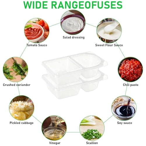 Lanasz 20 Sets 10oz Reusable Snack Containers with Lids – Double Compartment Snack Pack Containers,Plastic Container for Sauce Snack – Snacks Box Meal Prep Travel - Thumbnail 6