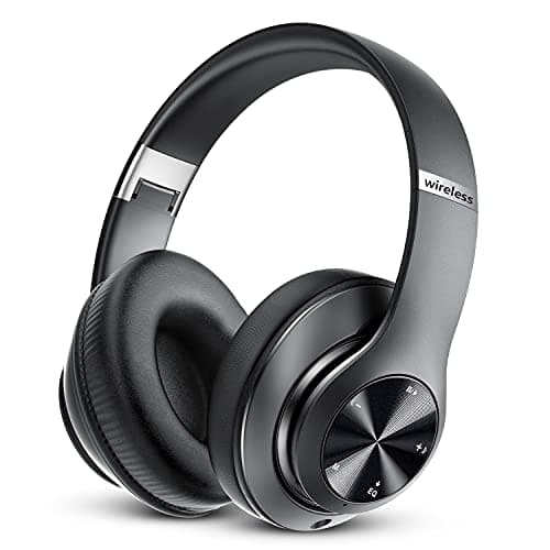 Bluetooth Headphones Over Ear, 60 Hours Playtime Foldable Headphones Wireless Bluetooth Hi-Fi Stereo Deep Bass with 6 EQ Modes, Adjustable Lightweight Headset with Microphone, FM, SD/TF for Adults - Image 1