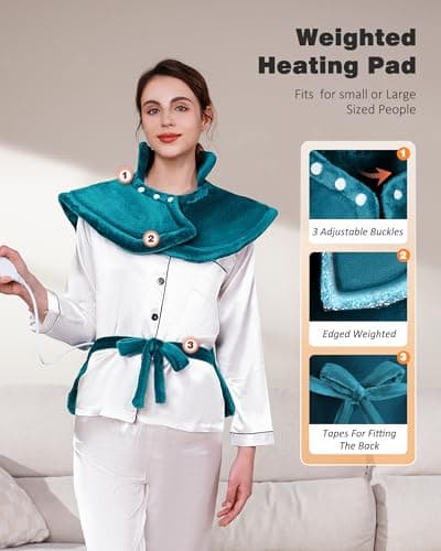 Premium Heating Pad for Neck, Shoulders and Back Pain Relief, 2.5lb Weighted Large 24"x33" Wearable Electric Heating Pad, Fast Heating, ETL Certified, Gift for Women and Men, Ideal for Mom & Dad - Thumbnail 4