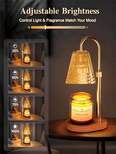 Exovyn Candle Warmer Lamp with Timer & Adjustable Height, Dimmable Light, Elegant Gifts for Women mom, Electric Wax Warmer for Scented Jar Candles, New Home Décor & Housewarming Gifts - Thumbnail 2