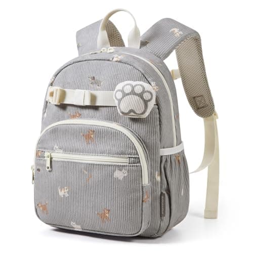 mommore Toddler Backpack for Boys Girls 2-4, Corduroy Kids Backpack for Boys, 13" H Cute Preschool Kindergarten Daycare School Bag - Puppy - Image 1
