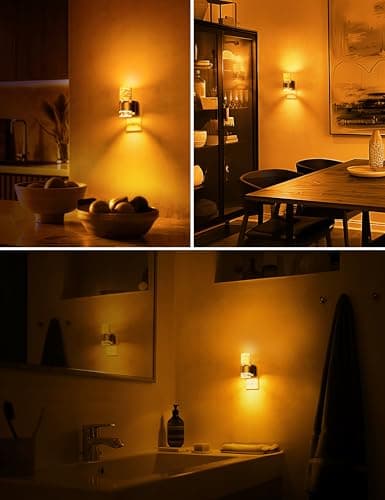 L LOHAS LED Night Lights Plug into wall, Amber Night Light with Adjustable Brightness, Plug in NightLight with Auto Light Sensor, Wall Sconce-Style Design Night Light for Bathroom,Hallway, 2 Pack - Thumbnail 5