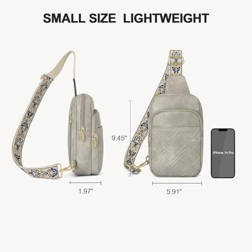 BOSTANTEN Sling Bag Quilted Crossbody Bags for Women Cross Body Purse Leather Fanny Pack with Adjustable Guitar Strap - Thumbnail 3