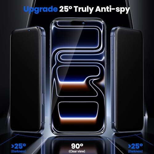 WSKEN Privacy Screen Protector for iPhone 17 Pro - Full Coverage Tempered Glass, 24° Anti Spy Private Screen, Auto Alignment Installation Tool, Full Edge Case Friendly Protector - Thumbnail 5