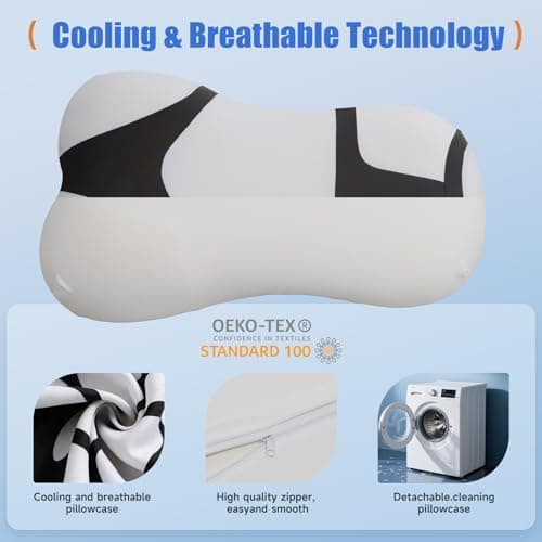 Bespilow Ergonomic Cervical Pillow for Neck Pain Relief,Contoured Memory Foam Neck Pillow,Orthopedic Shoulder Supportfor Side, Back, Stomach Sleepers,Quirky Gift for Audlt - Thumbnail 5