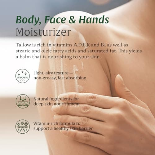 Whipped Honey Tallow Balm for Skin – 100% Grass-Fed beef Tallow, Manuka Honey, Body Butter, Dry Skin Cream, Natural Moisturizing Cream for Dry, Sensitive Skin, Eczema & Body Care, 4 oz - Thumbnail 3