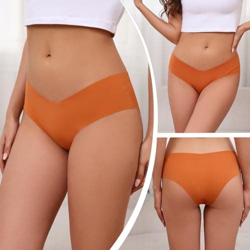Atisek Womens Seamless No Show Panties Laser Cut Invisible Edge Underwear Soft Stretch Briefs for Leggings Dresses Yoga Pants Multicolor - Thumbnail 6