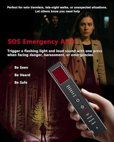 OBSITWY Hidden Camera Detectors, Anti-Spy Camera Finder & GPS Tracker Detector with Anti-Theft & SOS Alarm, Privacy Pen Bug Detector, Portable for Travel, Hotel, Office, Car (Medium) - Thumbnail 6