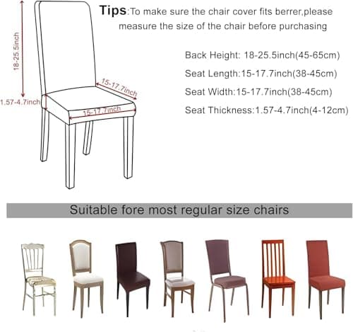 Chair Covers,Dining Room Chair Covers Set of 4, Stretch Kitchen Chair Cover, Washable Dining Chair Cover,Parsons Chair Slipcovers Protector for Home, Restaurant,Banquet - Thumbnail 4