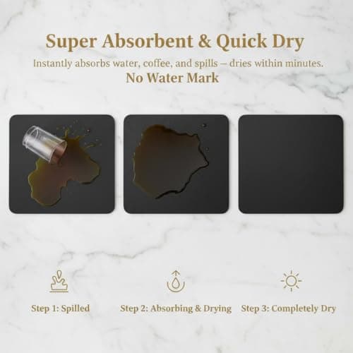 STRABELLA Dish Drying Mat Super Absorbent – 16" x 12" Coffee Mat for Countertops – Non-Slip Drying Mat for Kitchen Counter – Easy to Clean Water Absorbent Mat – Quick Dry Dish Drying Mats (Black) - Thumbnail 6