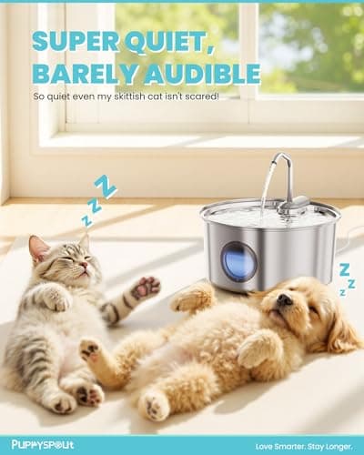 Cat Water Fountain Stainless Steel - 108oz/3.2L Automatic Cat Water Fountain for Drinking with 3 Pcs Filters, Metal Pet Water Fountain Water Dispenser for Cats, Puppy Dogs, Multiple Pets - Thumbnail 2
