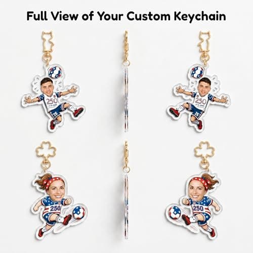 VBAIFAyy Custom Top Only Acrylic Soccer Keychain – Fixed Football Design, Perfect as Party Favors, Birthday, Housewarming, Match Day Gift for Fans & Friends, Great for Any Occasion - Thumbnail 6