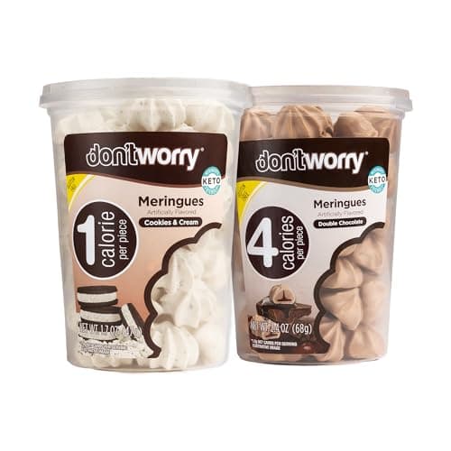 Don't Worry Meringue Cookies | Double Chocolate & Cookies and Cream Flavor | Low Sugar Candy with 1 Calorie per Piece | Keto, Gluten Free, Low Carb Healthy Snacks For Adults | 2 Pack