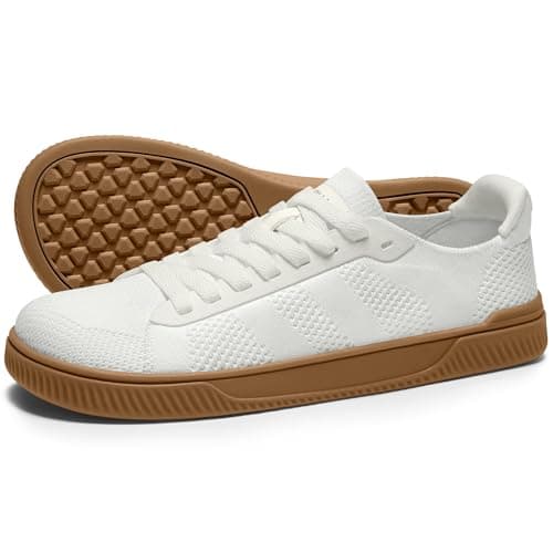 AIRHAS Womens Wide Toe Box Barefoot Shoes Zero Drop Fashion Sneakers for Women Walking Casual Minimalist Shoes(White/Gum,9.5) - Image 1