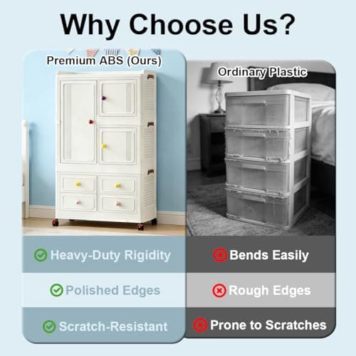 Stackable Storage Bins with 4 Drawers, 314QT Foldable Storage Cabinet with Wheels & Lids, Large Capacity Closet Organizers and Storage for Home, Apartment, Dorm, Closet - Easy No-Tool Assembly - Thumbnail 4