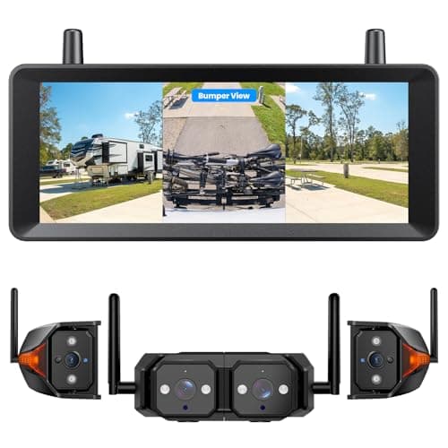 AUTO-VOX Wireless RV Backup Camera System: Dual Lens Rear and Side Coverage on 7.2" HD Monitor, Triple Split View, IR Night Vision, DVR Ready Back up Camera for RV, Travel Trailer, Motorhome, Camper