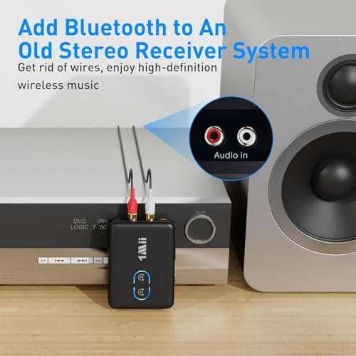1Mii RCA Bluetooth 5.3 Adapter for TV, 3.5mm AUX Bluetooth Transmitter Receiver for 2 AirPods or Headphones, Home Stereo, Speakers, Projector, Treadmills, PC, with Volume Control, aptX Low Latency - Thumbnail 6