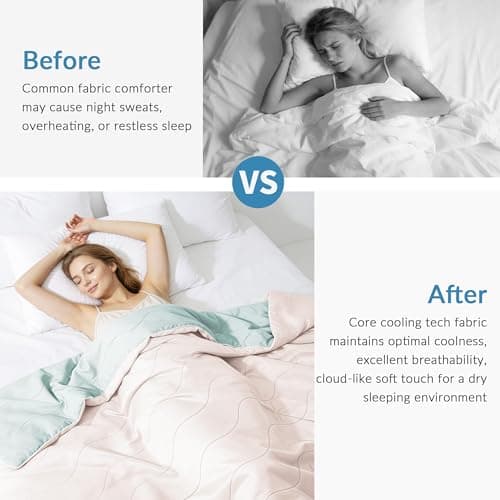 Exclusivo Mezcla Cooling Comforters Queen Size Blush Pink, Lightweight Summer Blanket for Hot Sleepers, Soft Breathable Cool Bedding Duvet for Night Sweats, 90"x90" - Thumbnail 5