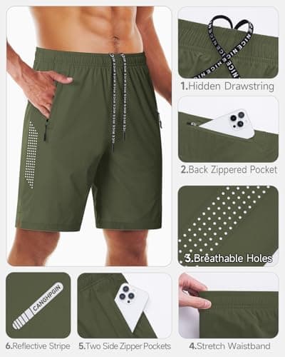 CANGHPGIN 2 Pack Mens Workout Athletic Shorts 7 Inch Quick Dry Gym Short with Pockets, Tennis Sport Running Shorts for Men - Thumbnail 5