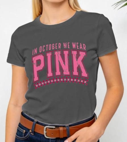 Breast Cancer Awareness Shirt Women-in October We Wear Pink T-Shirt Early Detection Save Lives Support Survivor Tee Top - Thumbnail 4