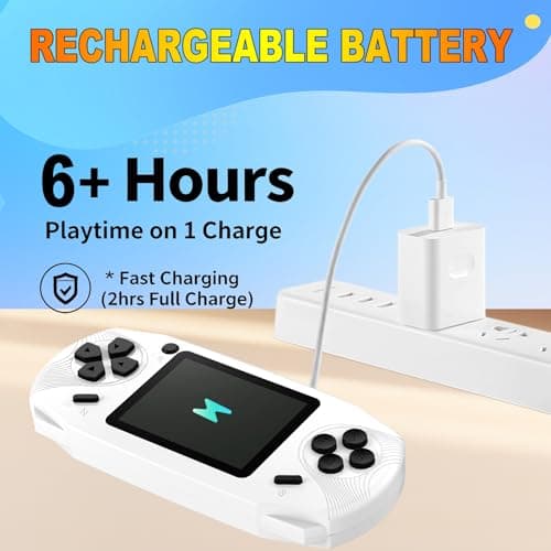 Beijue 16 Bit Handheld Games for Kids Preloaded 220 Retro Video Games with 3.0'' Large Screen Portable Rechargeable Electronic Gaming Player Toy Gifts for Boys Girls (White) - Thumbnail 5