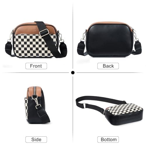 CLUCI Checkered Crossbody Bag for Women,Vegan Leather Shoulder Handbags,Purses for Women with Adjustable Wide Strap - Thumbnail 6