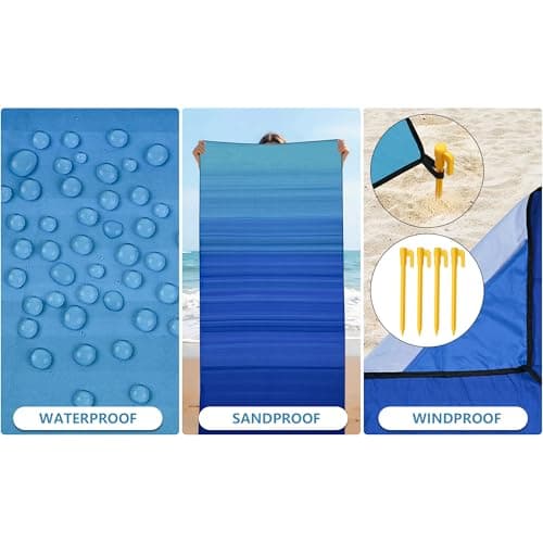 AISPARKY Pocket Beach Blanket Waterproof Sandproof Compact Picnic Mat with Sand Remover, Portable Outdoor Mat for Camping Hiking Travel Festival - Thumbnail 2
