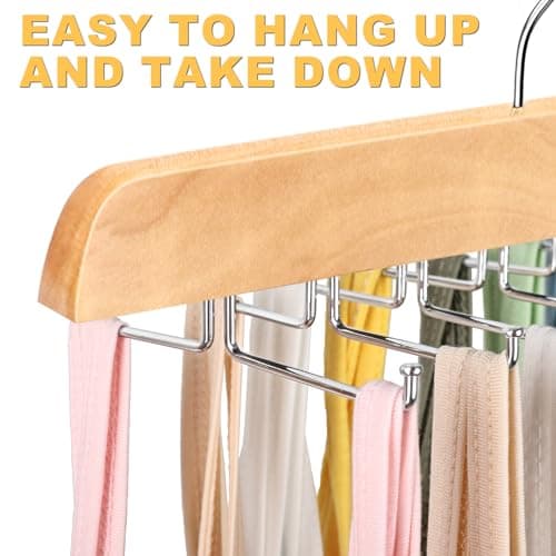 Resovo Tank Top Hanger with Premium Wood, 20 Large Capacity, Space Saving,360 Degree Rotating, Foldable Metal Hooks, Tank Tops - Thumbnail 4