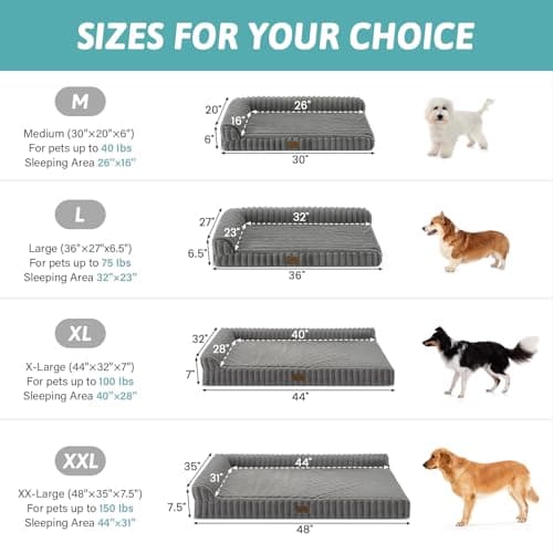 COZY KISS Faux Rabbit Fur Large Dog Bed – 44"x32" Orthopedic Foam Couch with Sides, Removable Washable Cover & Waterproof Lining, Grey - Thumbnail 4