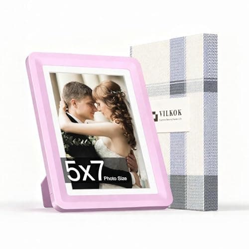 vilkok Pink 5x7 Picture Frame,1 Pack, Fits 5x7 Photo or 4x6 with Mat, Acrylic Front & Durable ABS Frame, Shatterproof UV-Resistant Tabletop Display, Vertical/Horizontal Home Décor Frame - Image 1