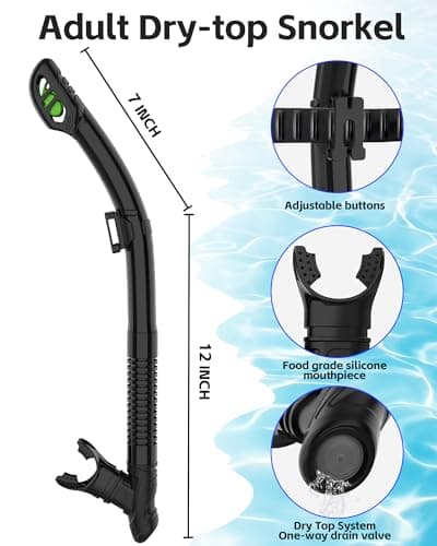 Freela Adult Dry Snorkel Set Scuba Diving Mask with Nose Cover for Men Women Youth, Safety Tempered Glass 180° Wide View, Anti Fog No Leak Mirrored Orange Len Snorkeling Gear for Swimming, Diving - Thumbnail 6