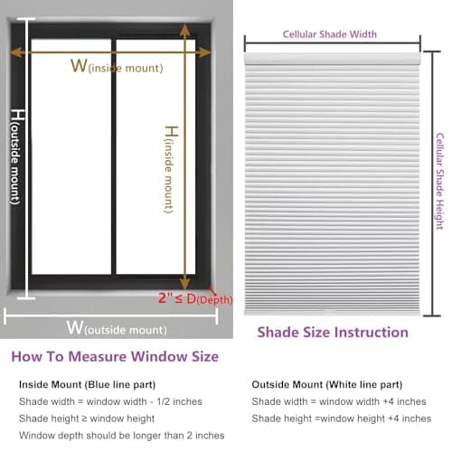 Changshade Cordless Light Filtering Cellular Shades for Indoor Windows Doors, Pull Down Honeycomb Blinds Thermal Insulated 1.5 Inch Accordion for Home, Bedroom, Bathroom, Nursey,44" W×64" H, Gray - Thumbnail 6