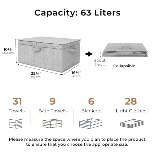GRANNY SAYS Large Storage Bins with Lids, Decorative Storage Box for Shelves, Fabric Storage Bins Foldable, Storage Basket for Clothes, Keepsake Box, Jumbo, Gray, 2-Pack - Thumbnail 6
